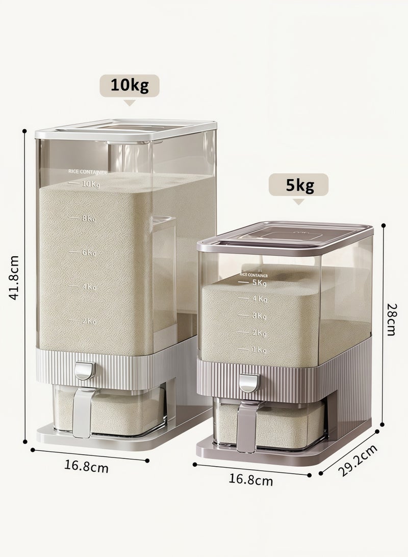 Mishilei Rice Dispenser Rice Storage Box Food Storage Container Grain Storage Compartment Sealed Moisture Proof with Measuring Cup for Home Kitchen Grain, Flour Storage (5KG/10KG) - Image 2